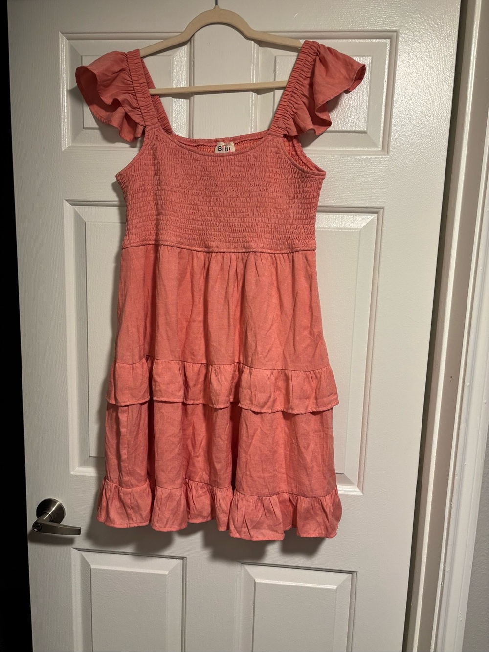 BiBi Coral Pink Ruffle Tiered Sundress
